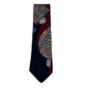 Carlo Palazzi Studio Mens Silk Tie Navy Blue Multicolor Handmade in Korea